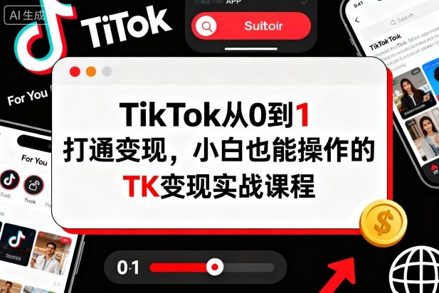 TikTok从0到1打通变现，小白也能操作的TK变现实战课程好创网-专注优质VIP网课 网络创业落地实操课程资源分享 – 每天更新_高质量项目输出好创网