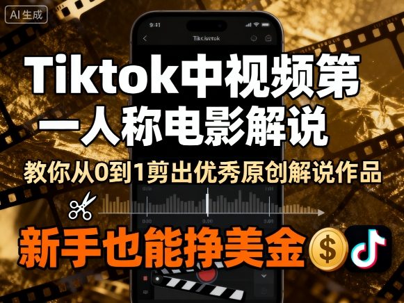 Tiktok中视频第一人称电影解说,教你从0到1剪出一个优秀的原创解说作品,新手也能挣美金好创网-专注优质VIP网课 网络创业落地实操课程资源分享 – 每天更新_高质量项目输出好创网