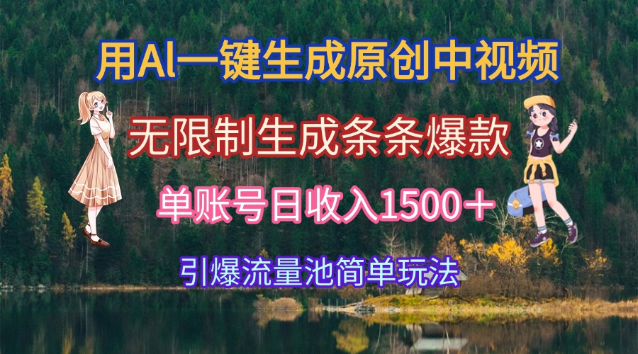 用Al一键生成原创中视频,无限制生成条条爆款,单账号日收入1500+引爆...好创网-专注优质VIP网课 网络创业落地实操课程资源分享 – 每天更新_高质量项目输出好创网
