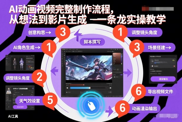 AI动画视频完整制作流程，从想法到影片生成一条龙实操教学好创网-专注优质VIP网课 网络创业落地实操课程资源分享 – 每天更新_高质量项目输出好创网