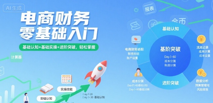 电商财务零基础入门，基础认知+基础实操+进阶突破，轻松掌握好创网-专注优质VIP网课 网络创业落地实操课程资源分享 – 每天更新_高质量项目输出好创网