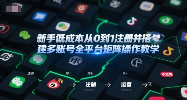 新手低成本从0到1注册并搭建多账号全平台矩阵操作教学,手机号-邮箱-IP-工具好创网-专注优质VIP网课 网络创业落地实操课程资源分享 – 每天更新_高质量项目输出好创网