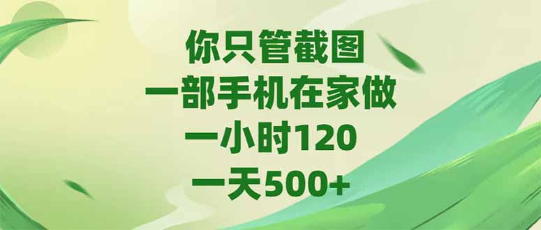 你只管截图，一部手机在家做，一小时120，-天500+好创网-专注优质VIP网课 网络创业落地实操课程资源分享 – 每天更新_高质量项目输出好创网