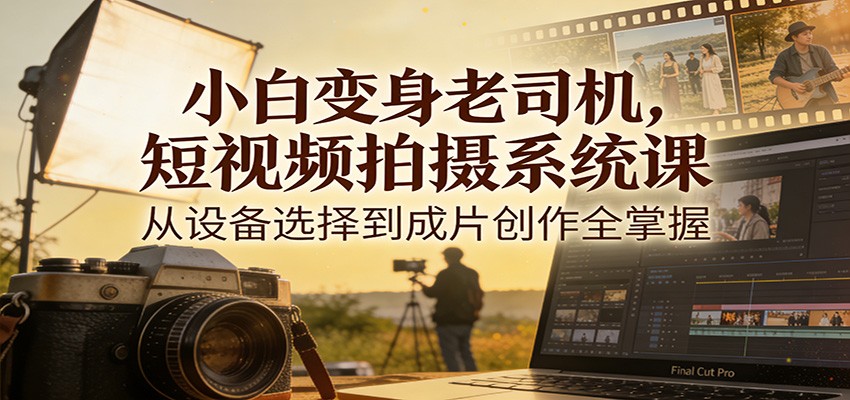 小白变身老司机，短视频拍摄系统课，从设备选择到成片创作全掌握好创网-专注优质VIP网课 网络创业落地实操课程资源分享 – 每天更新_高质量项目输出好创网