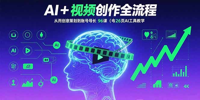 AI+短视频创作全流程：从创意策划到账号增长，96节课(含26项AI工具教学好创网-专注优质VIP网课 网络创业落地实操课程资源分享 – 每天更新_高质量项目输出好创网