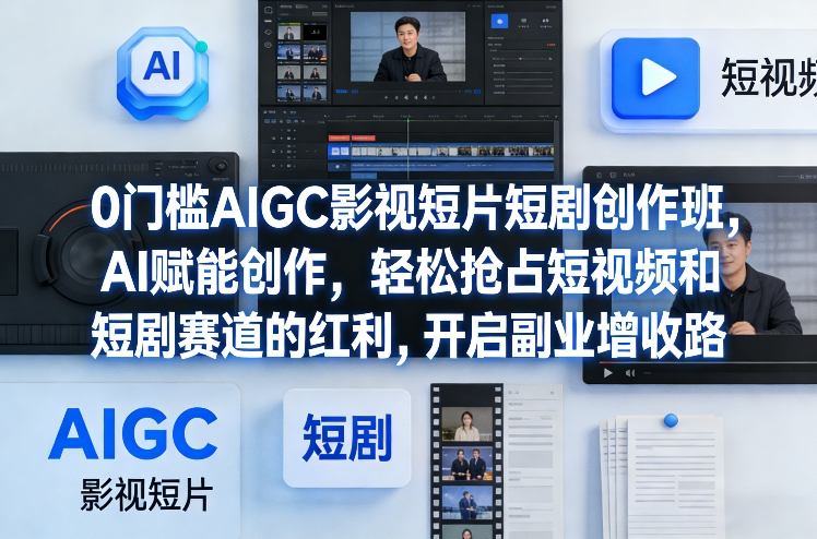 0门槛AIGC影视短片短剧创作班，AI赋能创作，轻松抢占短视频和短剧赛道的红利，开启副业增收路好创网-专注优质VIP网课 网络创业落地实操课程资源分享 – 每天更新_高质量项目输出好创网