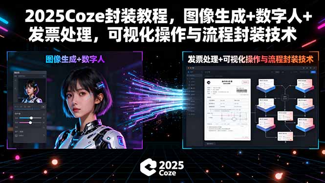 2025Coze封装教程,图像生成+数字人+发票处理,可视化操作与流程封装技术好创网-专注优质VIP网课 网络创业落地实操课程资源分享 – 每天更新_高质量项目输出好创网