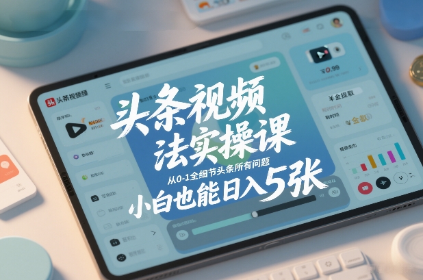 头条视频玩法实操课，从0-1全细节头条所有问题，小白也能日入5张好创网-专注优质VIP网课 网络创业落地实操课程资源分享 – 每天更新_高质量项目输出好创网