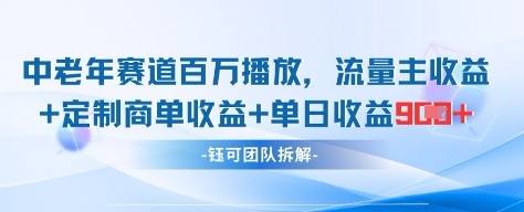 中老年赛道百万播放+流量主收益+定制收益，单日收益9张好创网-专注优质VIP网课 网络创业落地实操课程资源分享 – 每天更新_高质量项目输出好创网