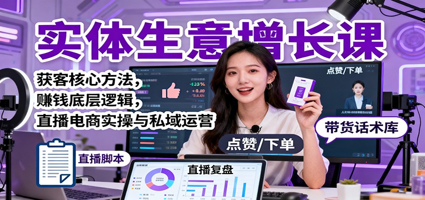 实体生意增长课:获客核心方法,赚钱底层逻辑,直播电商实操与私域运营好创网-专注优质VIP网课 网络创业落地实操课程资源分享 – 每天更新_高质量项目输出好创网