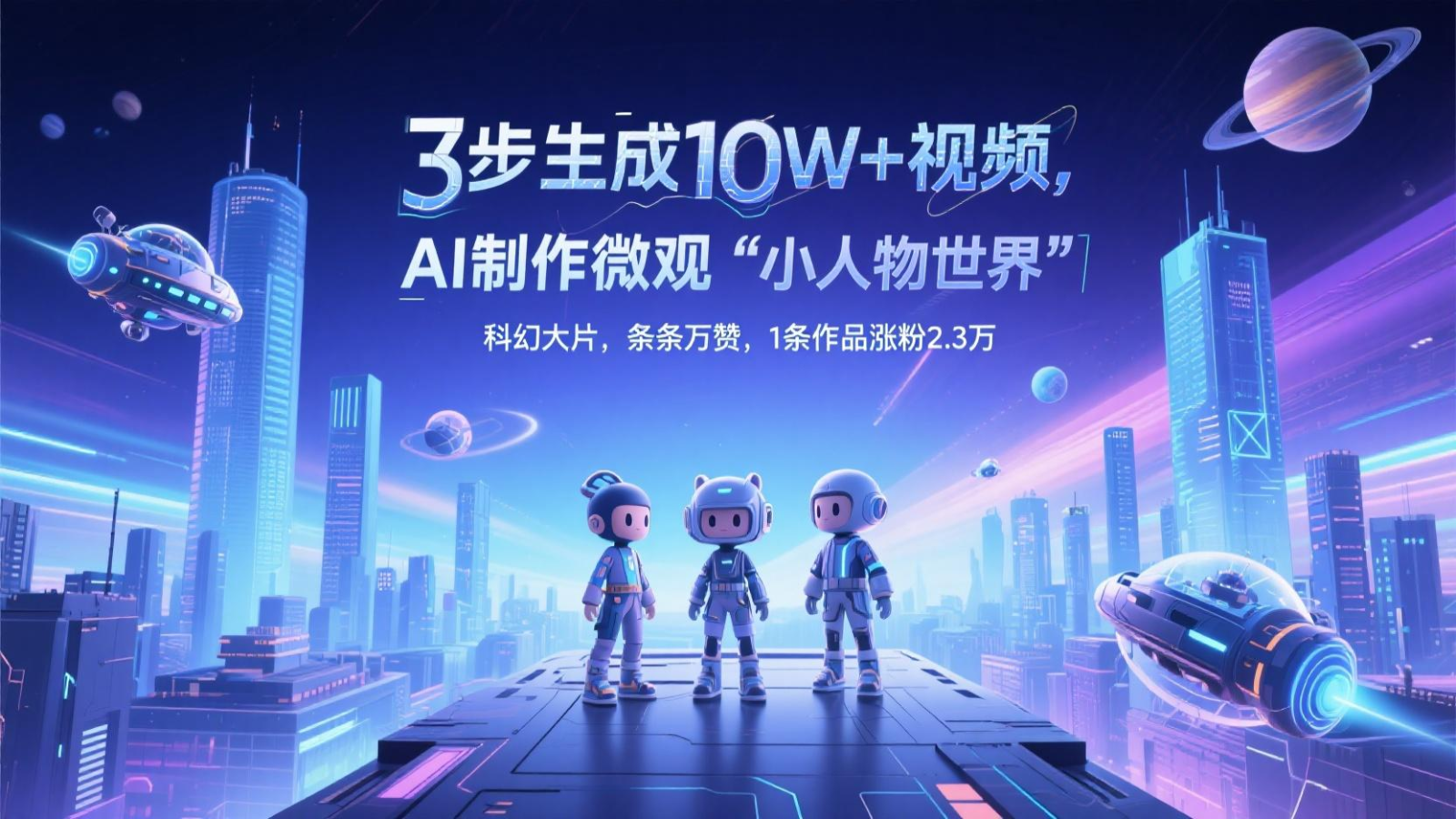 三步生成10W+视频,AI制作微观“小人物世界”科幻大片,条条万赞,1条作品涨粉2.3万好创网-专注优质VIP网课 网络创业落地实操课程资源分享 – 每天更新_高质量项目输出好创网