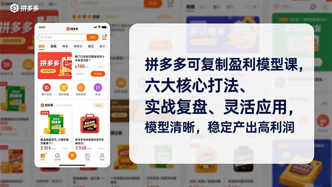 拼多多可复制盈利模型课，六大核心打法、实战复盘、灵活应用，模型清晰，稳定产出高利润好创网-专注优质VIP网课 网络创业落地实操课程资源分享 – 每天更新_高质量项目输出好创网