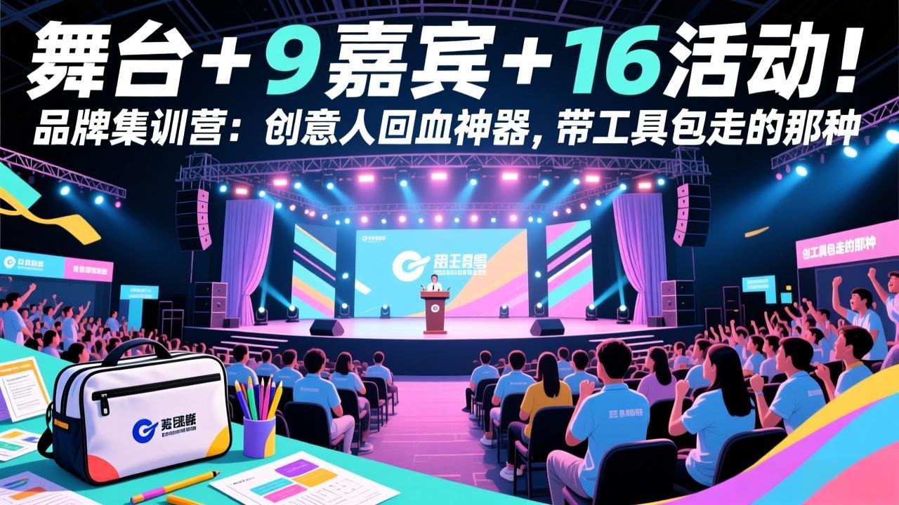 舞台 + 9 嘉宾 + 16 活动！品牌集训营：创意人回血神器，带工具包走的那种好创网-专注优质VIP网课 网络创业落地实操课程资源分享 – 每天更新_高质量项目输出好创网