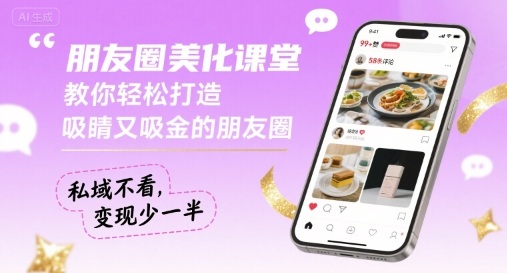 朋友圈美化课堂,教你轻松打造,吸睛又吸金的朋友圈,私域不看,变现少一半好创网-专注优质VIP网课 网络创业落地实操课程资源分享 – 每天更新_高质量项目输出好创网