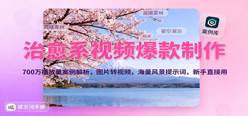 治愈系视频爆款制作，700万播放量案例解析，图片转视频，海量风景提示词，新手直接用好创网-专注优质VIP网课 网络创业落地实操课程资源分享 – 每天更新_高质量项目输出好创网