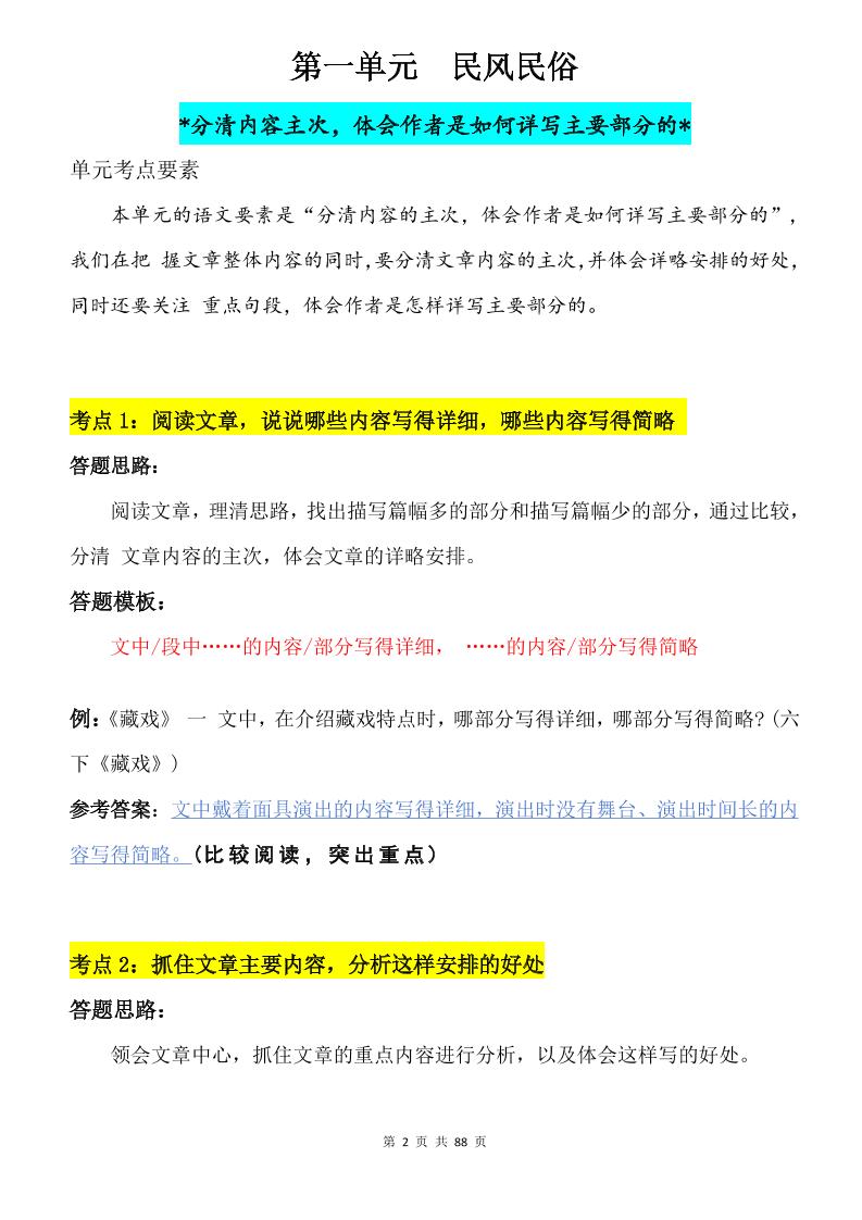 六年级下语文阅读理解与答题模板好创网-专注优质VIP网课 网络创业落地实操课程资源分享 – 每天更新_高质量项目输出好创网