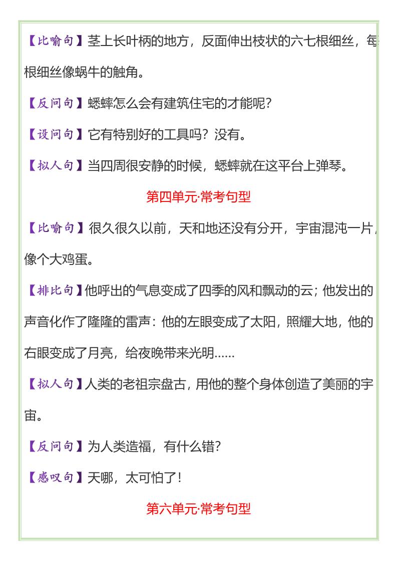 【2025秋新版】四年级上册语文必考课内重点句子+修辞手法好创网-专注优质VIP网课 网络创业落地实操课程资源分享 – 每天更新_高质量项目输出好创网