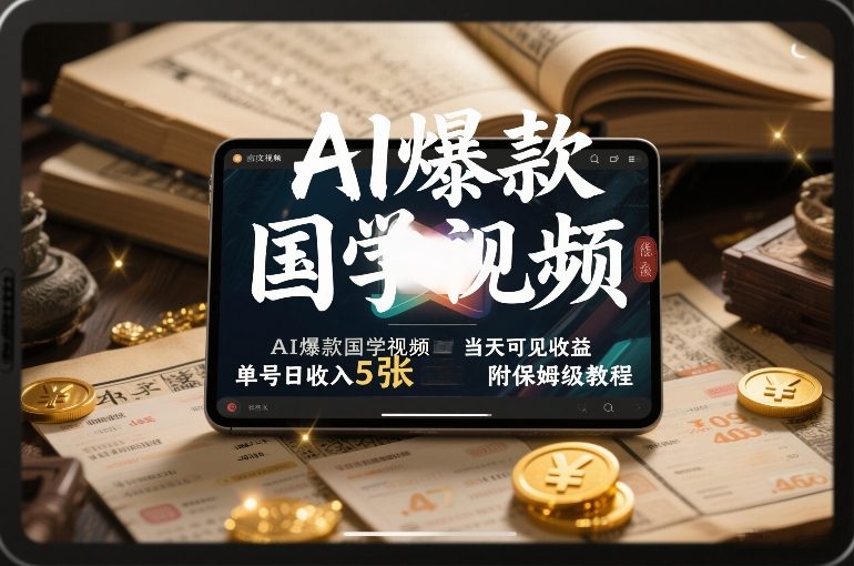 AI爆款国学视频，独家起号方法，小白直接上手，当天可见收益，单号日收入5张+附保姆级教程好创网-专注优质VIP网课 网络创业落地实操课程资源分享 – 每天更新_高质量项目输出好创网