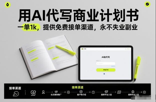 用AI代写商业计划书，一单1k，提供免费接单渠道，永不失业副业好创网-专注优质VIP网课 网络创业落地实操课程资源分享 – 每天更新_高质量项目输出好创网