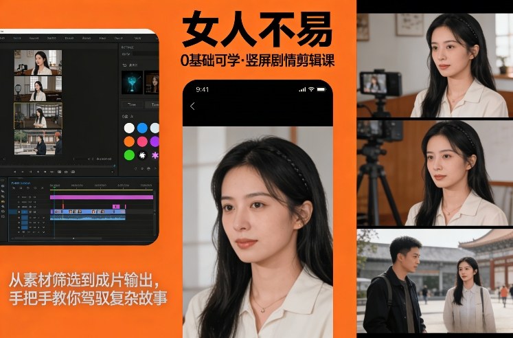 0基础可学！《女人不易》竖屏剧情剪辑课，从素材筛选到成片输出，手把手教你驾驭复杂故事好创网-专注优质VIP网课 网络创业落地实操课程资源分享 – 每天更新_高质量项目输出好创网