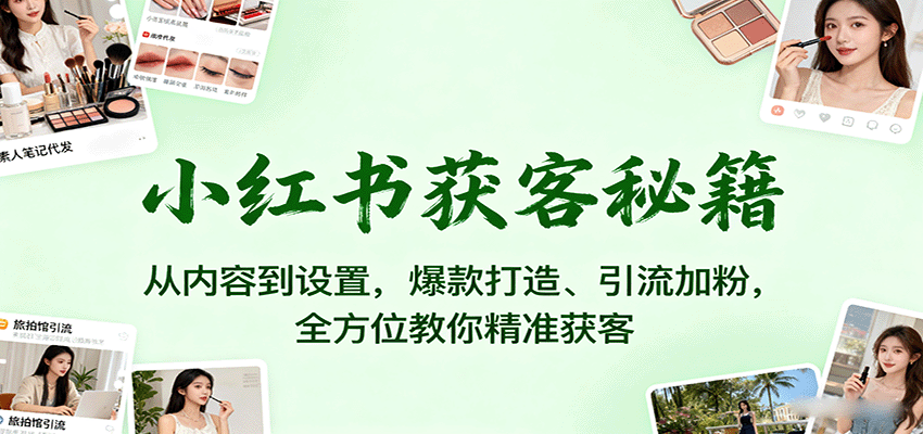 小红书获客秘籍:从内容到设置,爆款打造、引流加粉,全方位教你精准获客好创网-专注优质VIP网课 网络创业落地实操课程资源分享 – 每天更新_高质量项目输出好创网