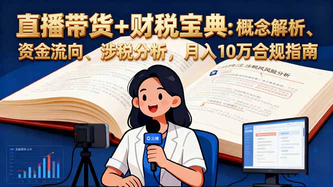 直播带货+财税宝典：概念解析、资金流向、涉税分析，月入10万合规指南好创网-专注优质VIP网课 网络创业落地实操课程资源分享 – 每天更新_高质量项目输出好创网
