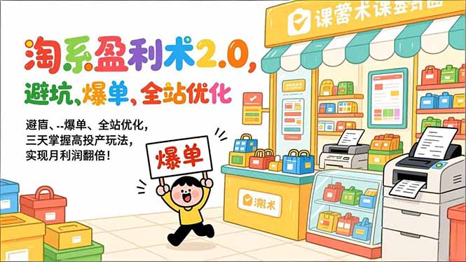 淘系盈利术2.0，避坑、爆单、全站优化，三天掌握高投产玩法，实现月利润翻倍！好创网-专注优质VIP网课 网络创业落地实操课程资源分享 – 每天更新_高质量项目输出好创网