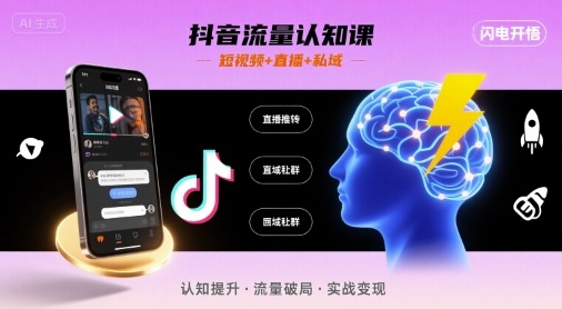 抖音流量认知课，短视频+直播+私域，认知提升，闪电开悟好创网-专注优质VIP网课 网络创业落地实操课程资源分享 – 每天更新_高质量项目输出好创网