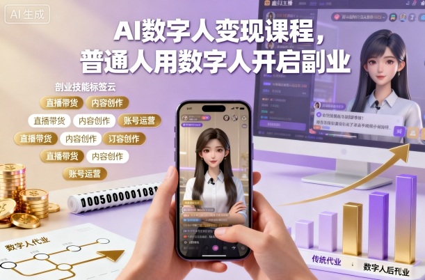 AI数字人变现课程，普通人用数字人开启副业好创网-专注优质VIP网课 网络创业落地实操课程资源分享 – 每天更新_高质量项目输出好创网