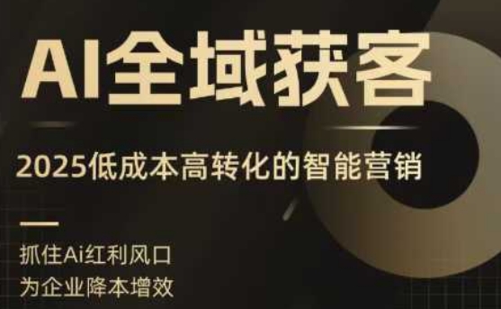 AI全域获客实训营,2025低成本高转化的智能营销,精准找客,高效营销好创网-专注优质VIP网课 网络创业落地实操课程资源分享 – 每天更新_高质量项目输出好创网