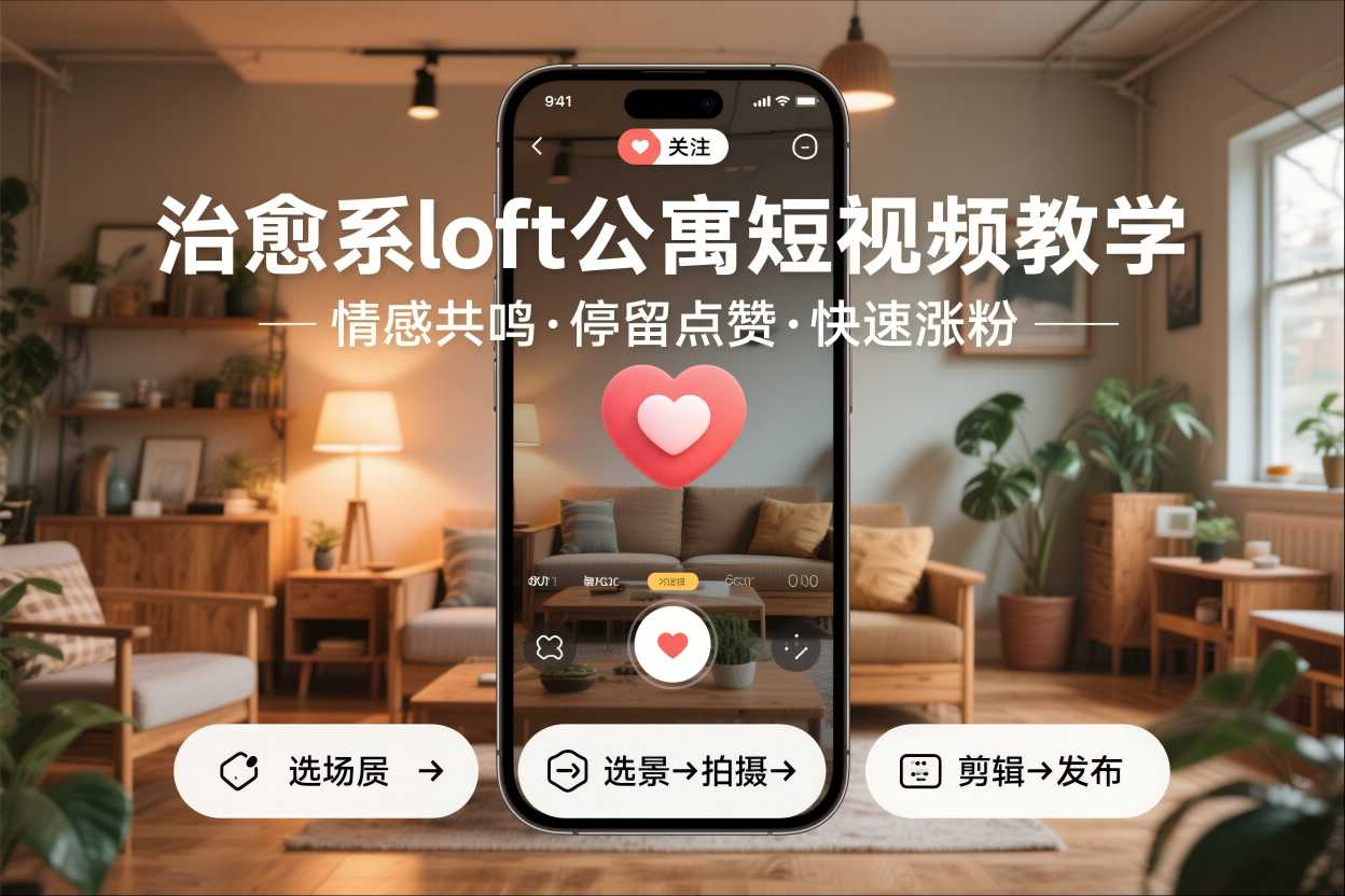 治愈系loft公寓短视频制作教学，情感共鸣引停留点赞关注，快速起号涨粉好创网-专注优质VIP网课 网络创业落地实操课程资源分享 – 每天更新_高质量项目输出好创网