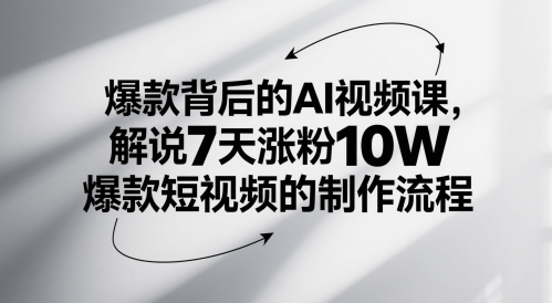 爆款背后的AI视频课，解说7天涨粉10W爆款短视频的制作流程好创网-专注优质VIP网课 网络创业落地实操课程资源分享 – 每天更新_高质量项目输出好创网