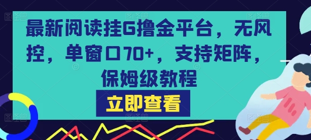 最新阅读挂G撸金平台,无风控,单窗口70+,支持矩阵,保姆级教程【揭秘】好创网-专注优质VIP网课 网络创业落地实操课程资源分享 – 每天更新_高质量项目输出好创网