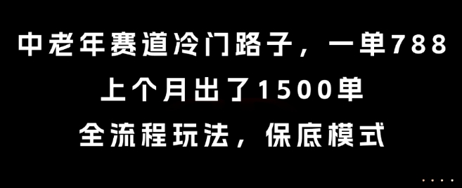 中老年赛道冷门路子，一单788，上个月出了1500单，全流程玩法，保底模式【揭秘】好创网-专注优质VIP网课 网络创业落地实操课程资源分享 – 每天更新_高质量项目输出好创网