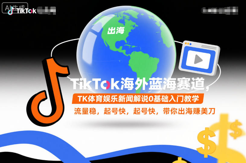 TikTok海外蓝海赛道,TK体育娱乐新闻解说0基础入门教学,流量稳,起号快,带你出海賺美刀好创网-专注优质VIP网课 网络创业落地实操课程资源分享 – 每天更新_高质量项目输出好创网