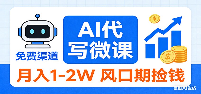 2026告别打工！AI 代写微课，提供免费渠道，月入 1-2W 风口期捡钱好创网-专注优质VIP网课 网络创业落地实操课程资源分享 – 每天更新_高质量项目输出好创网