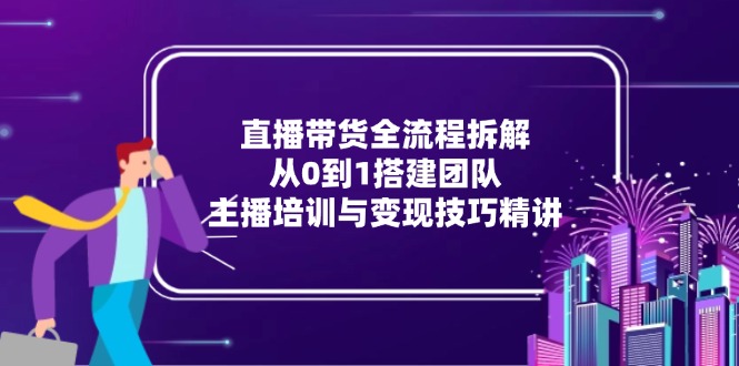 直播带货全流程拆解:从0到1搭建团队,主播培训与变现技巧精讲好创网-专注优质VIP网课 网络创业落地实操课程资源分享 – 每天更新_高质量项目输出好创网