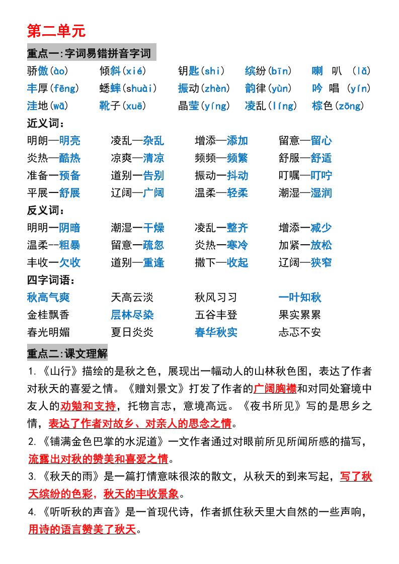 三年级上册语文1-4单元期中必考重点好创网-专注优质VIP网课 网络创业落地实操课程资源分享 – 每天更新_高质量项目输出好创网