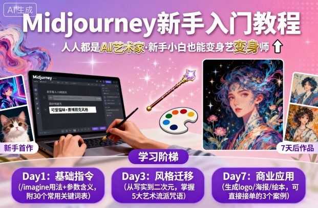 midjourney新手入门教程:人人都是AI艺术家,新手小白也能变身艺术大师好创网-专注优质VIP网课 网络创业落地实操课程资源分享 – 每天更新_高质量项目输出好创网