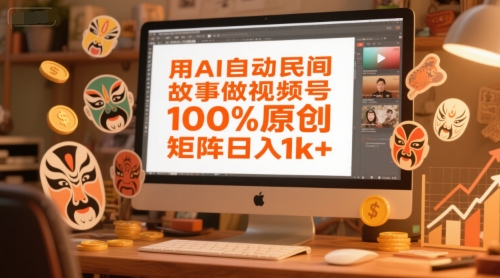 用AI自动民间故事做视频号，100%原创，矩阵日入1k+好创网-专注优质VIP网课 网络创业落地实操课程资源分享 – 每天更新_高质量项目输出好创网