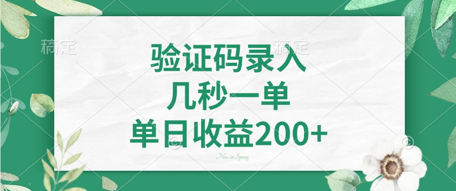 验证码录入,几秒一单,单日收益200+好创网-专注优质VIP网课 网络创业落地实操课程资源分享 – 每天更新_高质量项目输出好创网