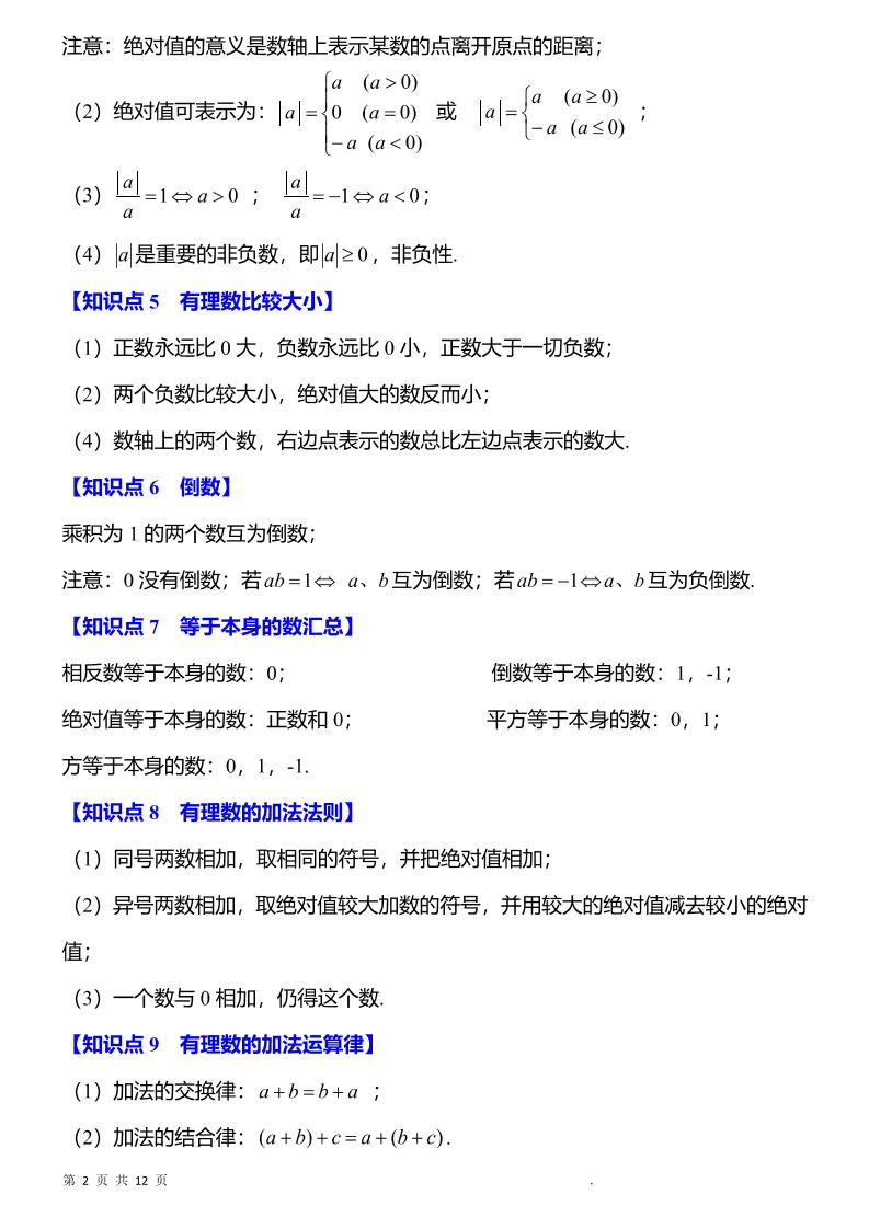 七年级上数学知识点归纳总结好创网-专注优质VIP网课 网络创业落地实操课程资源分享 – 每天更新_高质量项目输出好创网