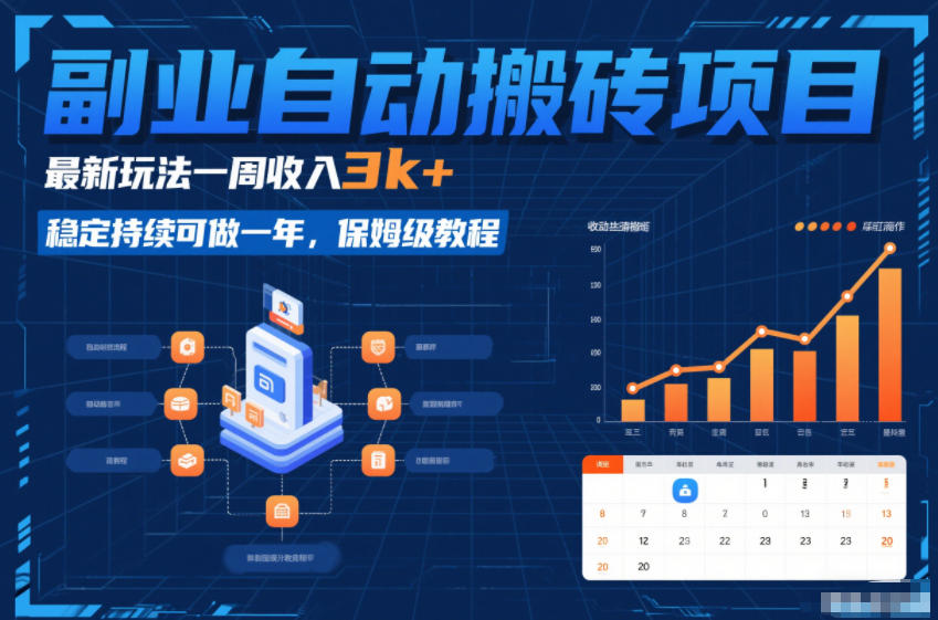 副业自动搬砖项目，最新玩法一周收入3k+，稳定持续可做一年，保姆级教程【揭秘】好创网-专注优质VIP网课 网络创业落地实操课程资源分享 – 每天更新_高质量项目输出好创网