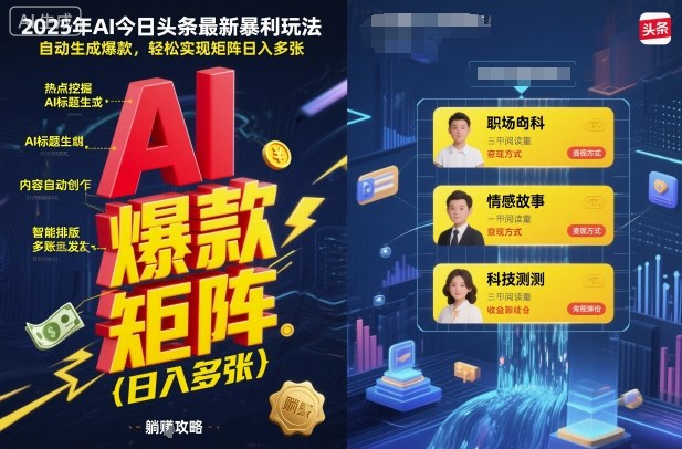 2025年AI今日头条最新暴利玩法，自动生成爆款，轻松实现矩阵日入多张好创网-专注优质VIP网课 网络创业落地实操课程资源分享 – 每天更新_高质量项目输出好创网