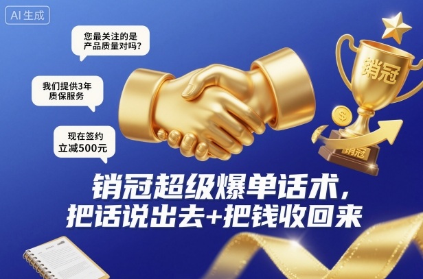 销冠超级爆单话术，把话说出去+把钱收回来好创网-专注优质VIP网课 网络创业落地实操课程资源分享 – 每天更新_高质量项目输出好创网