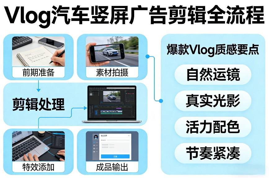 Vlog感觉汽车竖屏广告剪辑脚本全流程，拿捏爆款Vlog质感好创网-专注优质VIP网课 网络创业落地实操课程资源分享 – 每天更新_高质量项目输出好创网