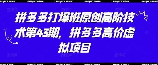 拼多多打爆班原创高阶技术第43期，拼多多高价虚拟项目好创网-专注优质VIP网课 网络创业落地实操课程资源分享 – 每天更新_高质量项目输出好创网