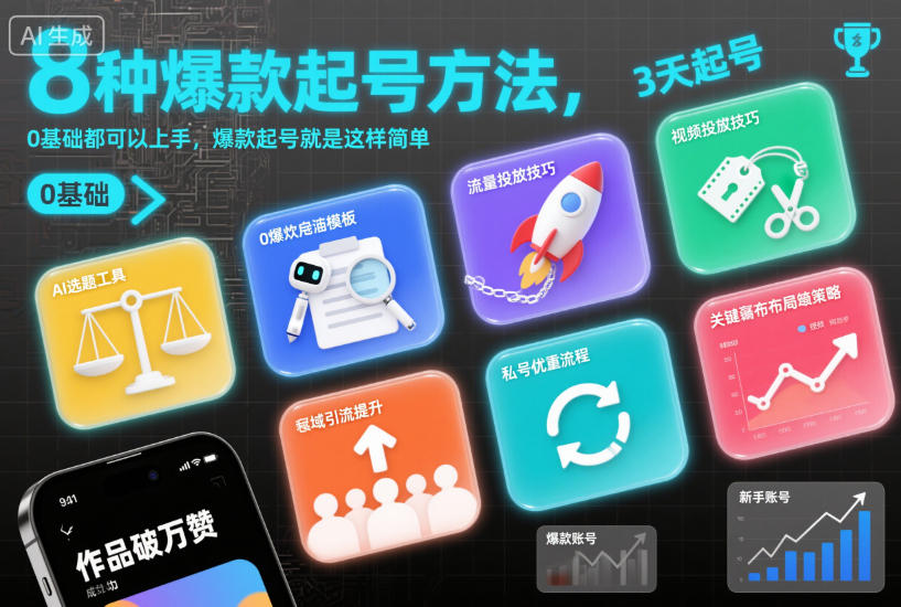 8种爆款起号方法,0基础都可以上手,爆款起号就是这样简单好创网-专注优质VIP网课 网络创业落地实操课程资源分享 – 每天更新_高质量项目输出好创网