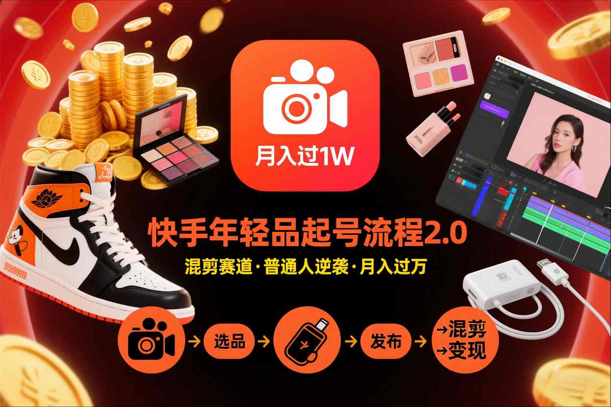 快手短视频带货年轻品起号流程2.0，快手年轻品混剪赛道，普通人也能月入过1W好创网-专注优质VIP网课 网络创业落地实操课程资源分享 – 每天更新_高质量项目输出好创网