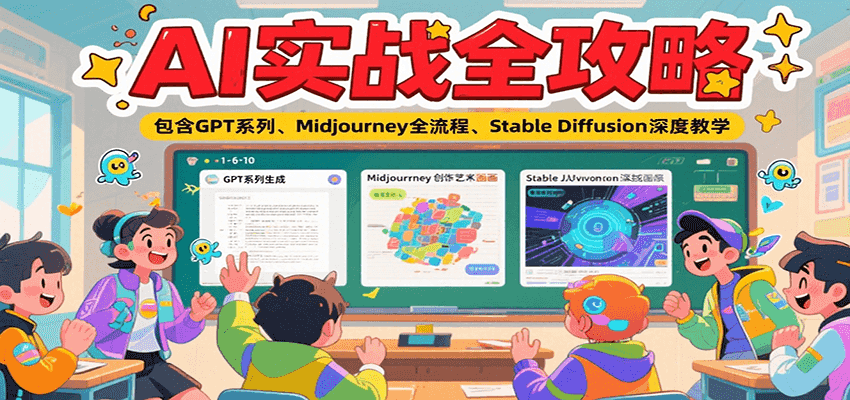 AI实战全攻略，包含GPT系列、Midjourney全流程、Stable Diffusion深度教学好创网-专注优质VIP网课 网络创业落地实操课程资源分享 – 每天更新_高质量项目输出好创网